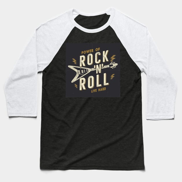 Power of Rock & Roll Baseball T-Shirt by AME_Studios